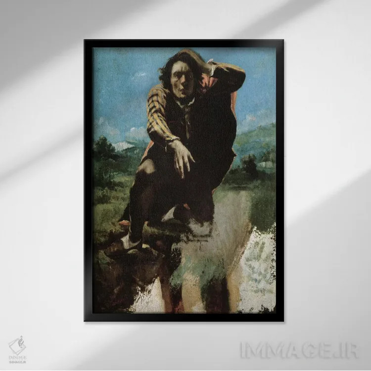 تابلو مردی که با ترس دیوانه شد، ۱۸۴۴ اثر گوستاو کوربه - نمای قابدار مشکی