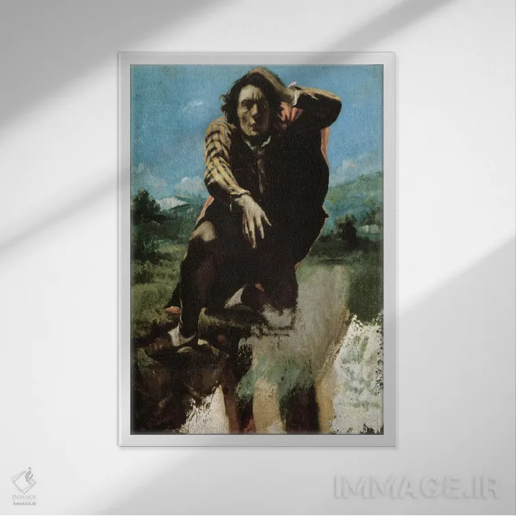 تابلو مردی که با ترس دیوانه شد، ۱۸۴۴ اثر گوستاو کوربه - نمای قابدار سفید