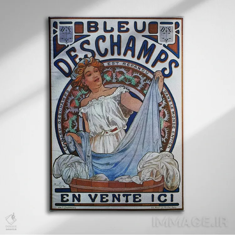 تابلو بلو دشان، ۱۸۹۷ (نام اثر/هنرمند) اثر آلفونس موخا (هنرمند آرت نووی چک) - نمای روبهرو روی دیوار