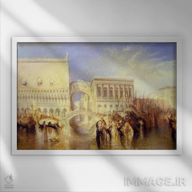 تابلو پل آهها (ونیز) اثر جی.ام.دبلیو. ترنر (نقاش بزرگ انگلیسی) - نمای قابدار سفید