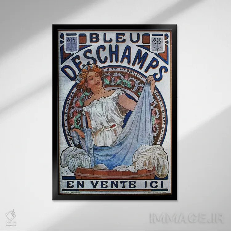 تابلو بلو دشان، ۱۸۹۷ (نام اثر/هنرمند) اثر آلفونس موخا (هنرمند آرت نووی چک) - نمای قابدار مشکی