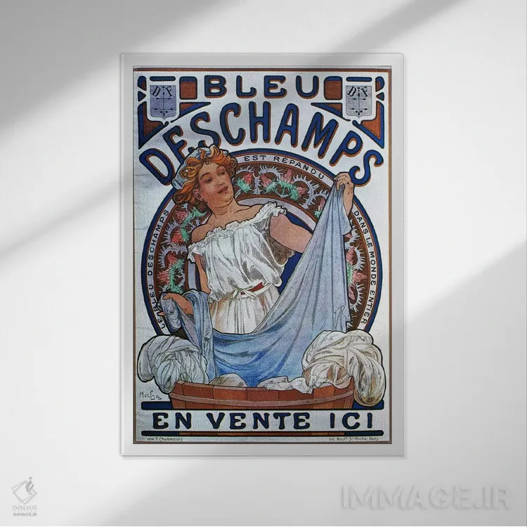 تابلو بلو دشان، ۱۸۹۷ (نام اثر/هنرمند) اثر آلفونس موخا (هنرمند آرت نووی چک) - نمای قابدار سفید