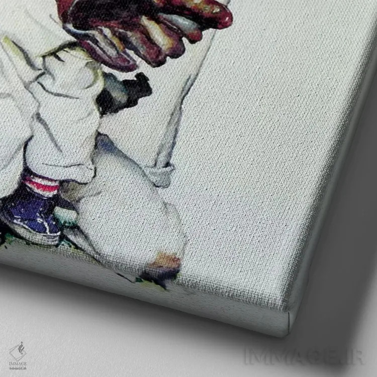 تابلو انتخاب تیم (چهار پسر ورزشکار: بیسبال) اثر نورمن راکول - نمای نزدیک بافت بوم