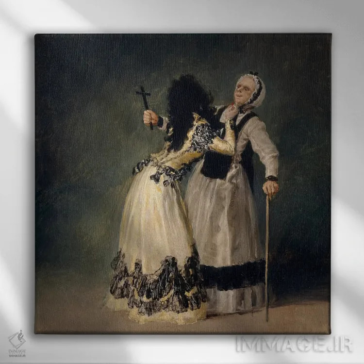 تابلو دوشس آلبا و لا بیاتا، ۱۷۹۵ اثر فرانسیسکو گویا (نقاش و چاپگر اسپانیایی) - نمای روبهرو روی دیوار