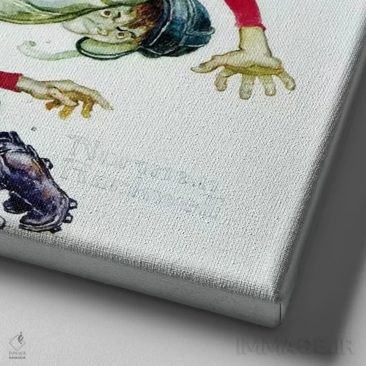 تابلو نخستین پیشروی (چهار پسر ورزشکار: فوتبال آمریکایی) اثر نورمن راکول - نمای نزدیک بافت بوم