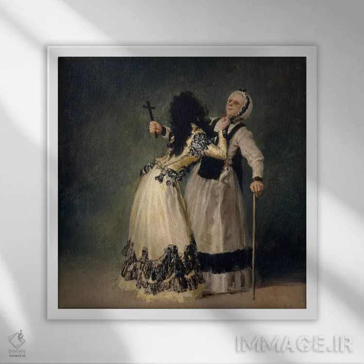 تابلو دوشس آلبا و لا بیاتا، ۱۷۹۵ اثر فرانسیسکو گویا (نقاش و چاپگر اسپانیایی) - نمای قابدار سفید