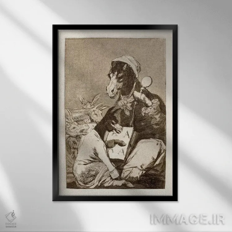 تابلو لوس کاپریچوس: آیا ممکن است شاگرد بیشتر نداند؟، صفحه ۳۷ (مجموعه آثار گویا) اثر فرانسیسکو گویا (نقاش و چاپگر اسپانیایی) - نمای قابدار مشکی