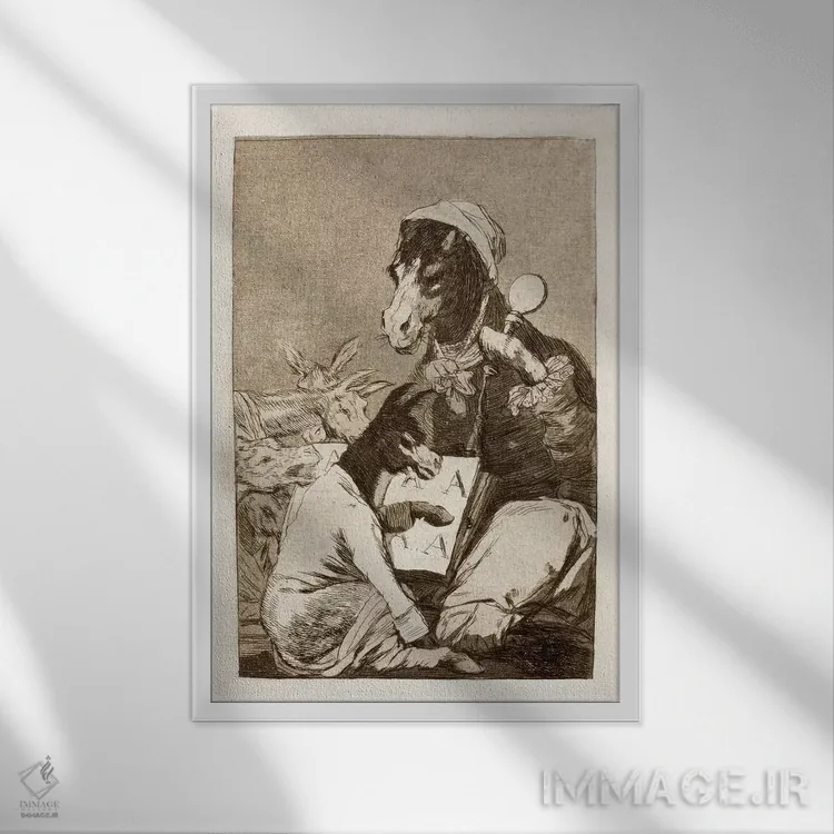 تابلو لوس کاپریچوس: آیا ممکن است شاگرد بیشتر نداند؟، صفحه ۳۷ (مجموعه آثار گویا) اثر فرانسیسکو گویا (نقاش و چاپگر اسپانیایی) - نمای قابدار سفید