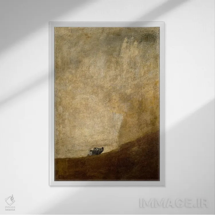 تابلو سگ، ۱۸۲۳ اثر فرانسیسکو گویا (نقاش و چاپگر اسپانیایی) - نمای قابدار سفید