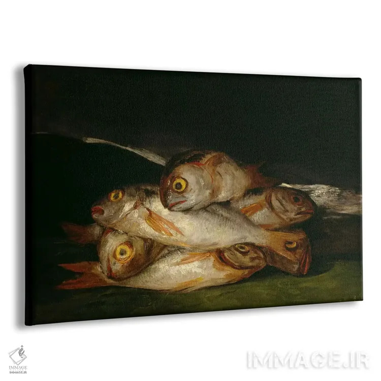 تابلو طبیعت بیجان با ماهی برم طلایی، ۱۸۱۲ اثر فرانسیسکو گویا (نقاش و چاپگر اسپانیایی) - نمای پرسپکتیو محصول