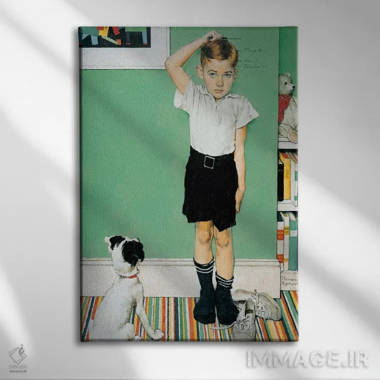 تابلو او قدبلندتر از پدرش خواهد شد اثر نورمن راکول - نمای روبهرو روی دیوار