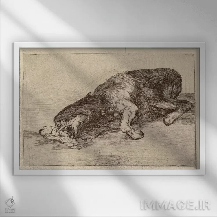 تابلو هیولای خشمگین، ۱۸۲۰ اثر فرانسیسکو گویا (نقاش و چاپگر اسپانیایی) - نمای قابدار سفید