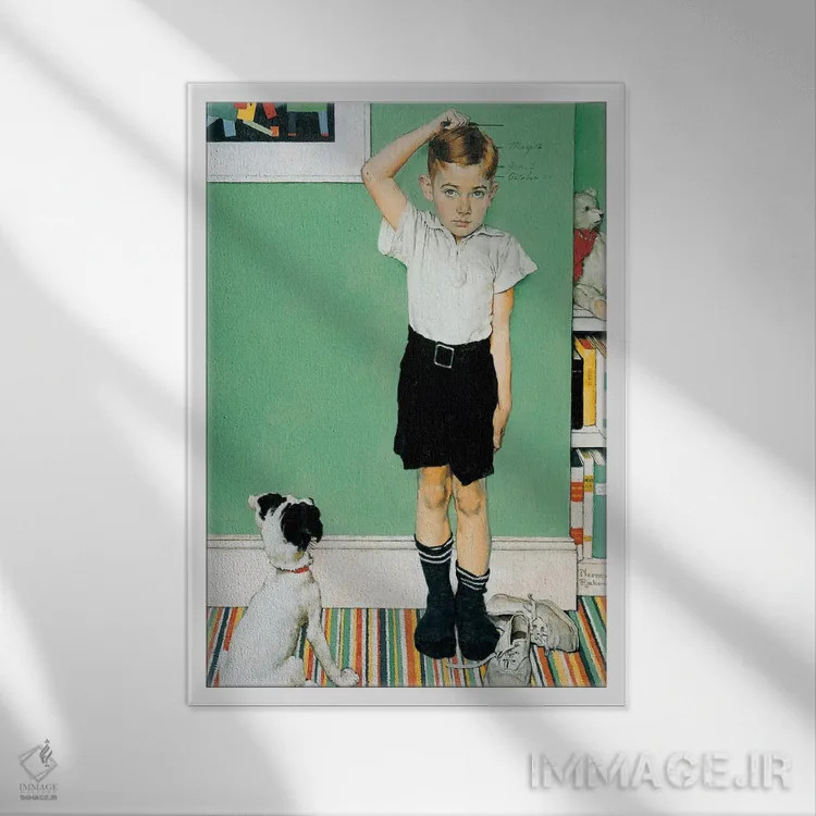 تابلو او قدبلندتر از پدرش خواهد شد اثر نورمن راکول - نمای قابدار سفید