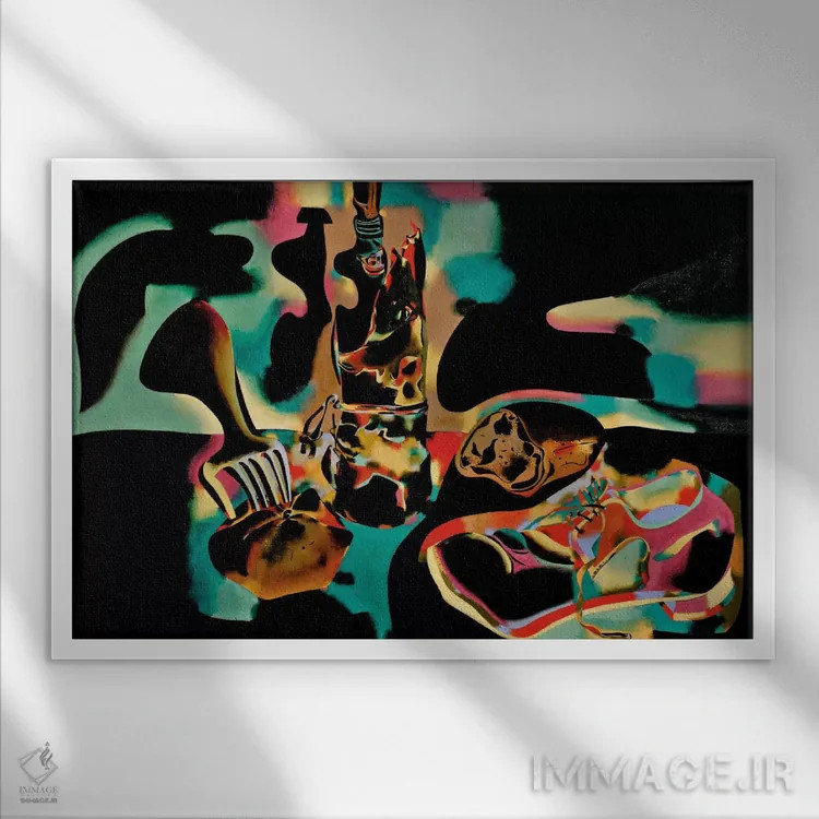 تابلو طبیعت بیجان با کفش کهنه، ۱۹۳۷ اثر خوان میرو - نمای قابدار سفید