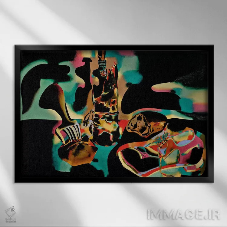 تابلو طبیعت بیجان با کفش کهنه، ۱۹۳۷ اثر خوان میرو - نمای قابدار مشکی