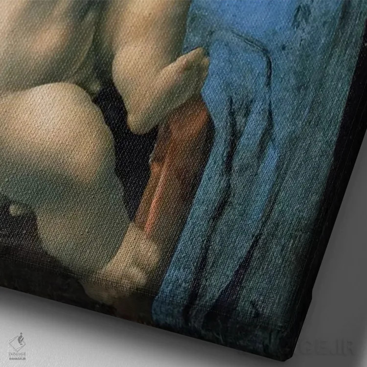 تابلو مادونا لیتا، ۱۴۹۰ (نقاشی معنویتی) اثر لئوناردو داوینچی (نقاش و مخترع ایتالیایی) - نمای نزدیک بافت بوم