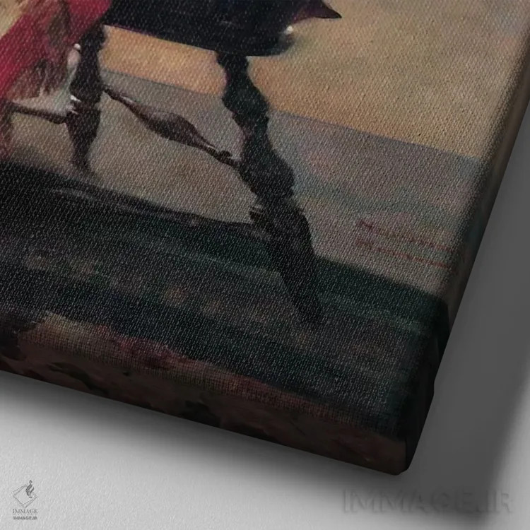 تابلو وصله زدن پرچم اثر نورمن راکول - نمای نزدیک بافت بوم