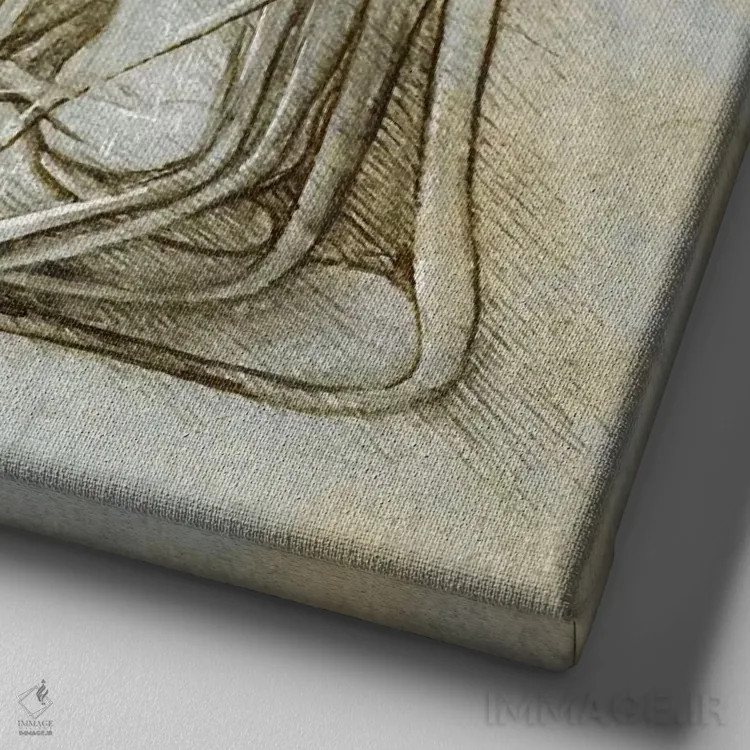 تابلو کالبدشناسی پا، ۱۴۸۵ اثر لئوناردو داوینچی (نقاش و مخترع ایتالیایی) - نمای نزدیک بافت بوم