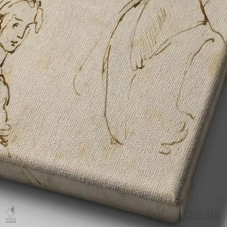 تابلو برگه مطالعات (روی کاغذ) اثر لئوناردو داوینچی (نقاش و مخترع ایتالیایی) - نمای نزدیک بافت بوم