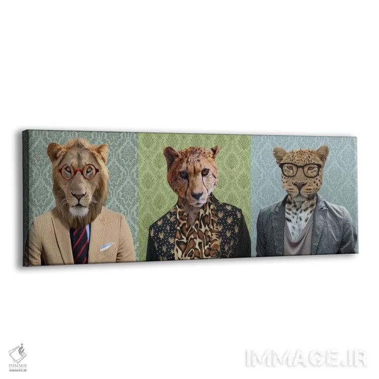 تابلو سهگانهٔ گربههای وحشی لباسپوشیده اثر فایو بای فایو کالکتیو - نمای پرسپکتیو محصول