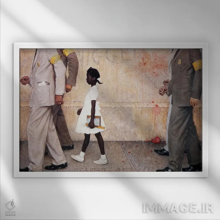 تابلو مشکلی که همه با آن زندگی میکنیم (روبی بریجز) اثر نورمن راکول - نمای قابدار سفید