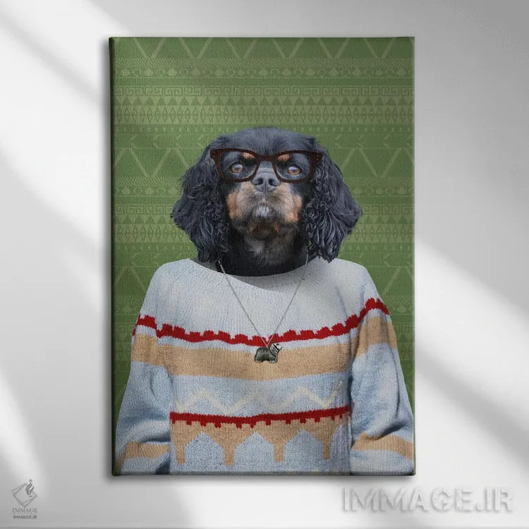 تابلو چاک، سگ اسپانیل کاوالیر کینگ چارلز اثر فایو بای فایو کالکتیو - نمای روبهرو روی دیوار