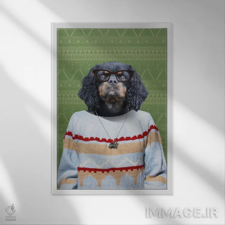 تابلو چاک، سگ اسپانیل کاوالیر کینگ چارلز اثر فایو بای فایو کالکتیو - نمای قابدار سفید