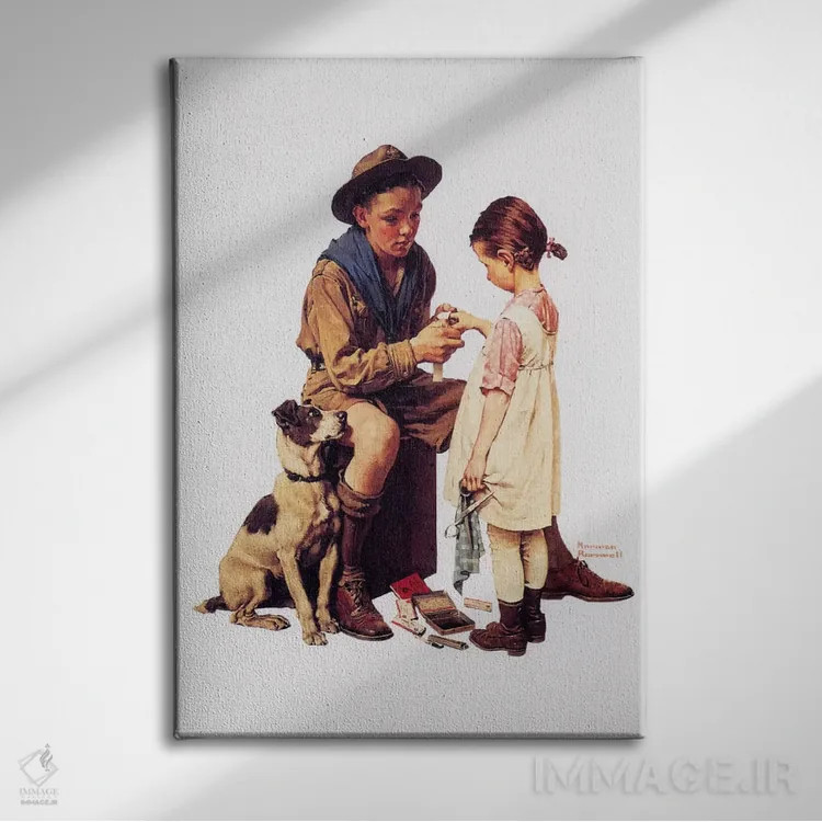 تابلو پزشک جوان اثر نورمن راکول - نمای روبهرو روی دیوار