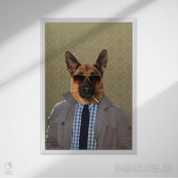 تابلو گای، سگ چوپان آلمانی اثر فایو بای فایو کالکتیو - نمای قابدار سفید