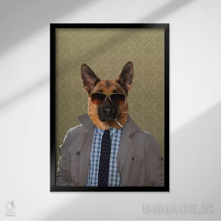 تابلو گای، سگ چوپان آلمانی اثر فایو بای فایو کالکتیو - نمای قابدار مشکی