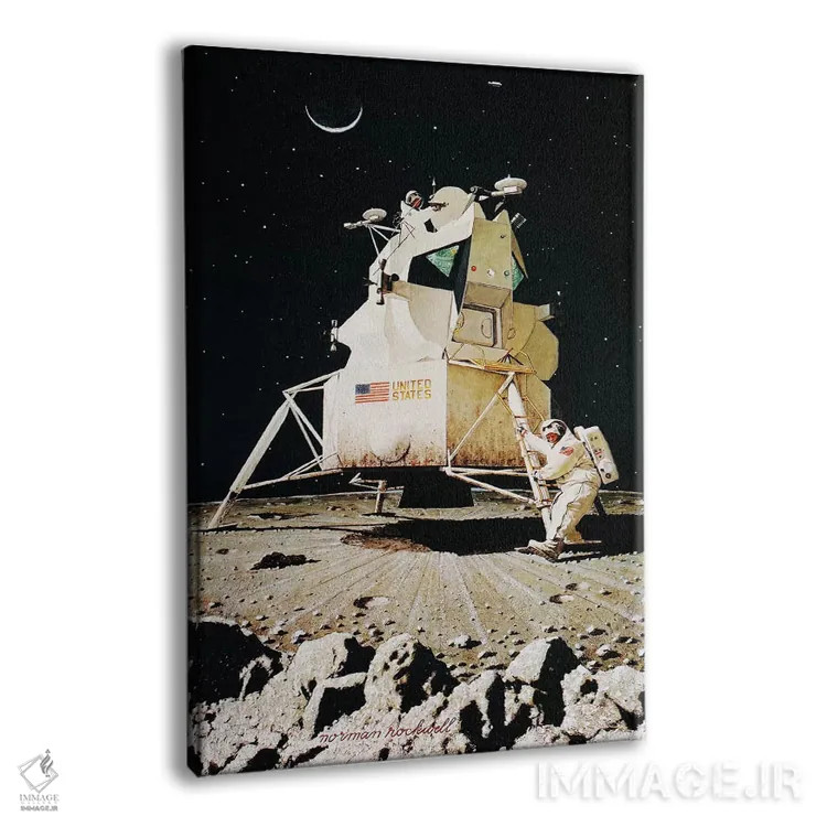تابلو انسان روی ماه اثر نورمن راکول - نمای پرسپکتیو محصول