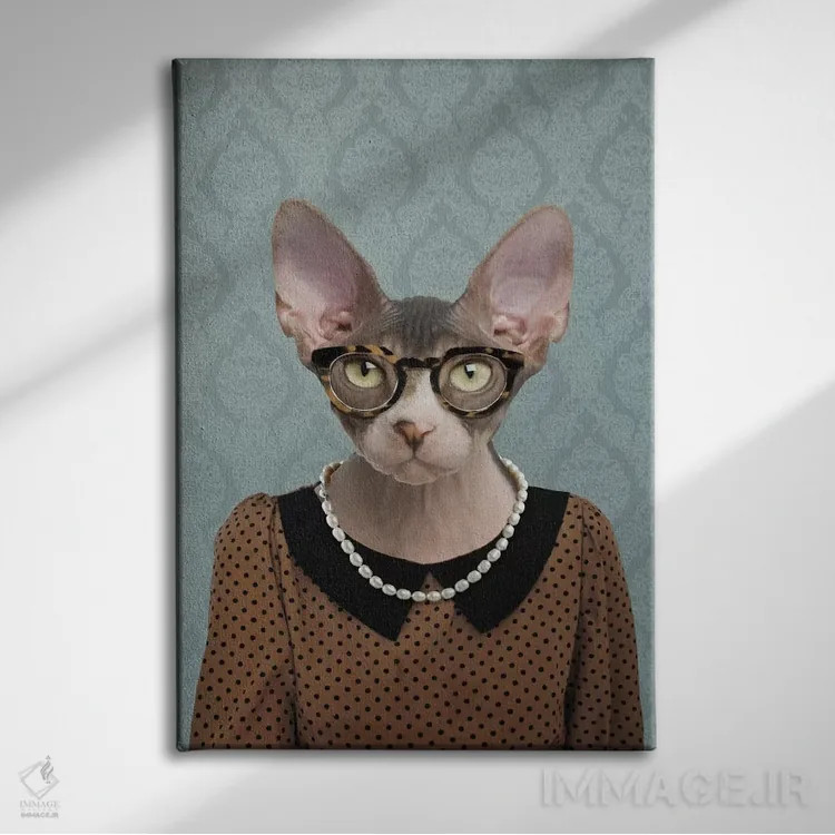 تابلو شلی، گربه اسفینکس اثر فایو بای فایو کالکتیو - نمای روبهرو روی دیوار