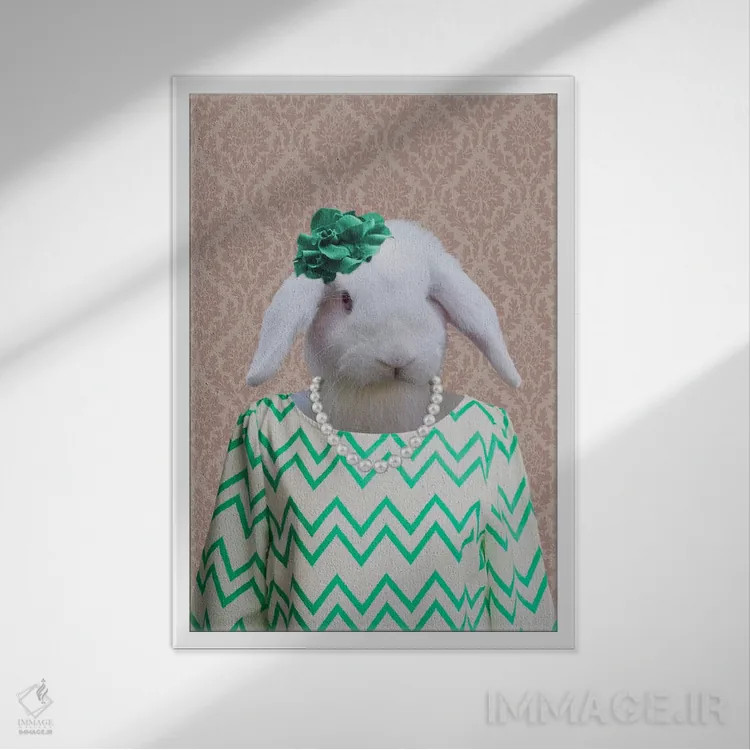 تابلو ریچل، خرگوش اثر فایو بای فایو کالکتیو - نمای قابدار سفید