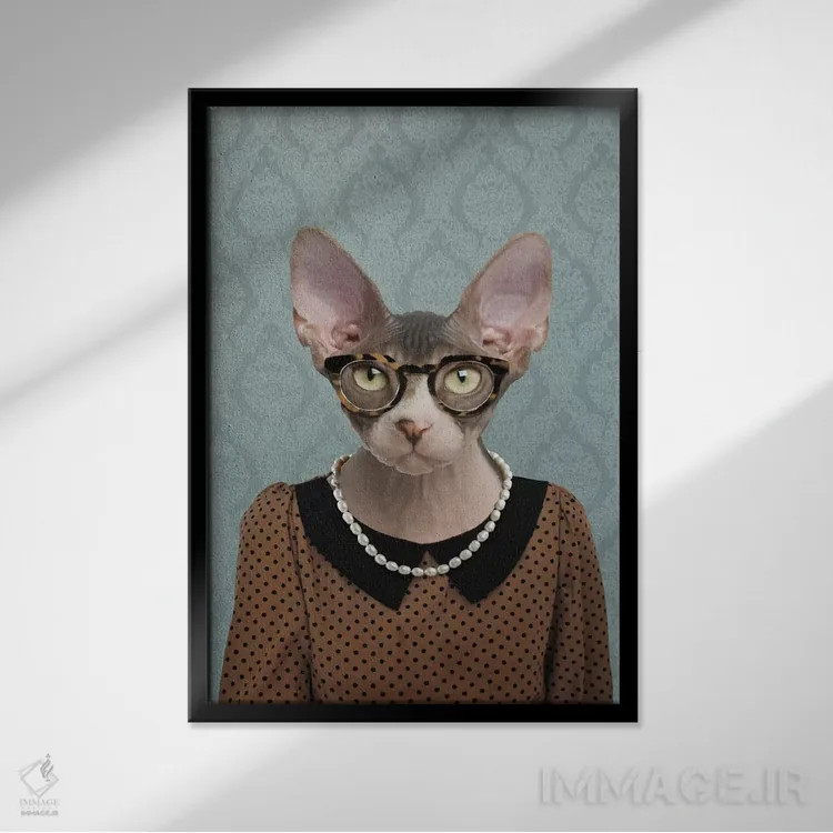 تابلو شلی، گربه اسفینکس اثر فایو بای فایو کالکتیو - نمای قابدار مشکی