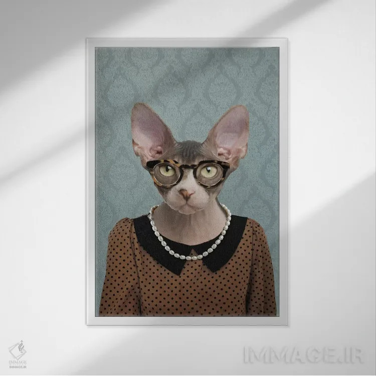 تابلو شلی، گربه اسفینکس اثر فایو بای فایو کالکتیو - نمای قابدار سفید