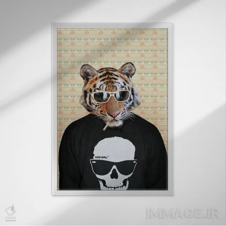 تابلو ترینی، ببر اثر فایو بای فایو کالکتیو - نمای قابدار سفید