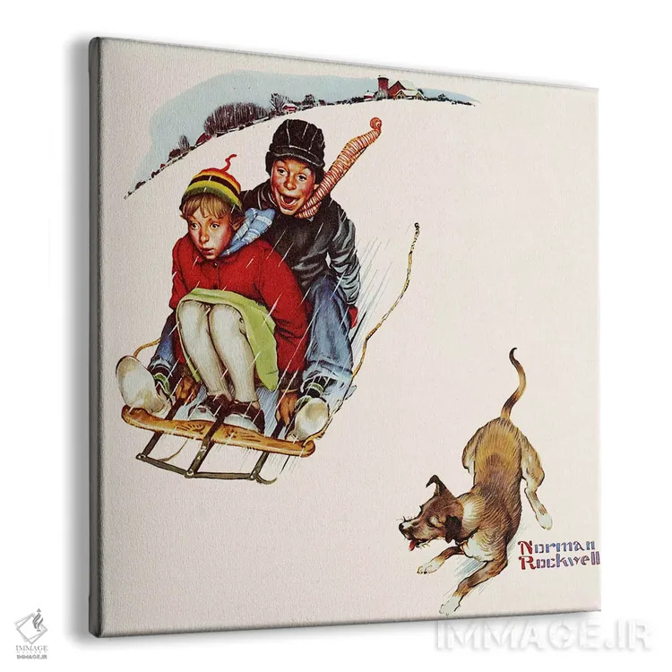 تابلو جسارت در سراشیبی اثر نورمن راکول - نمای پرسپکتیو محصول