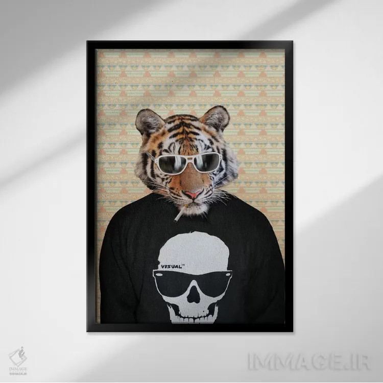 تابلو ترینی، ببر اثر فایو بای فایو کالکتیو - نمای قابدار مشکی