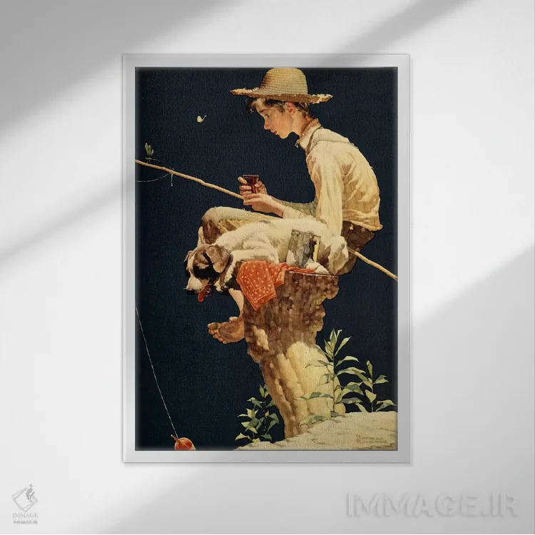 تابلو پسر ماهیگیر اثر نورمن راکول - نمای قابدار سفید