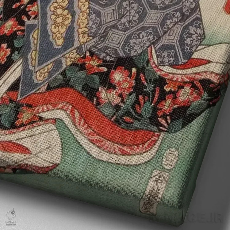 تابلو زن با شاخه درخت اثر هنرمند ناشناس - نمای نزدیک بافت بوم