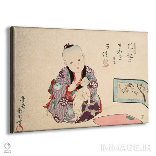 تابلو کودک در حال بازی با عروسک اثر هنرمند ناشناس - نمای پرسپکتیو محصول