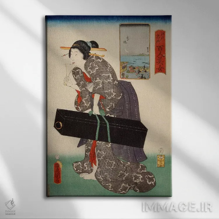 تابلو تاکاناوا (ژاپنی، نام محل یا اثر) اثر اوتاگاوا کونیسادا (هنرمند چاپ ژاپنی) - نمای روبهرو روی دیوار