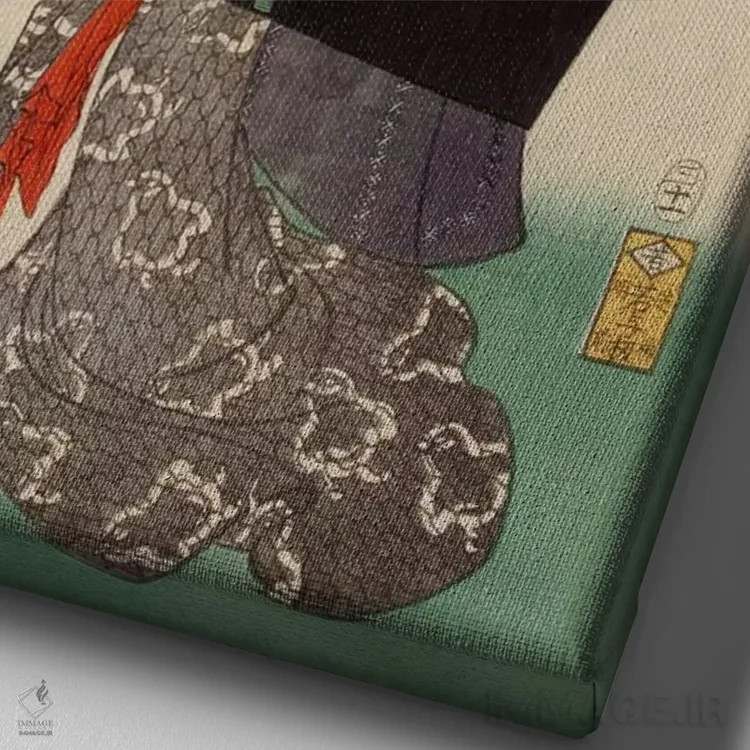 تابلو تاکاناوا (ژاپنی، نام محل یا اثر) اثر اوتاگاوا کونیسادا (هنرمند چاپ ژاپنی) - نمای نزدیک بافت بوم