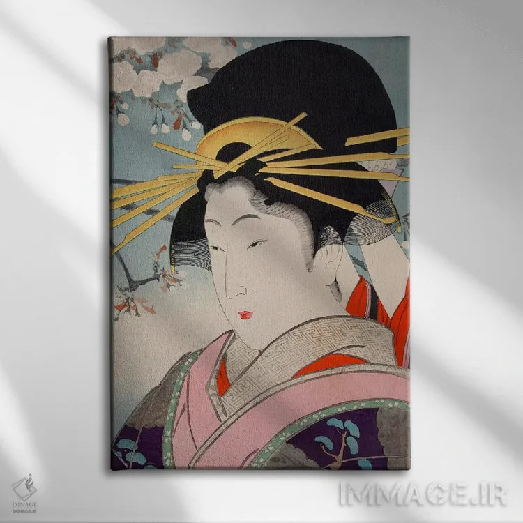 تابلو یک فاحشه (زن تراز اول عصر ژاپن) اثر هنرمند ناشناس - نمای روبهرو روی دیوار
