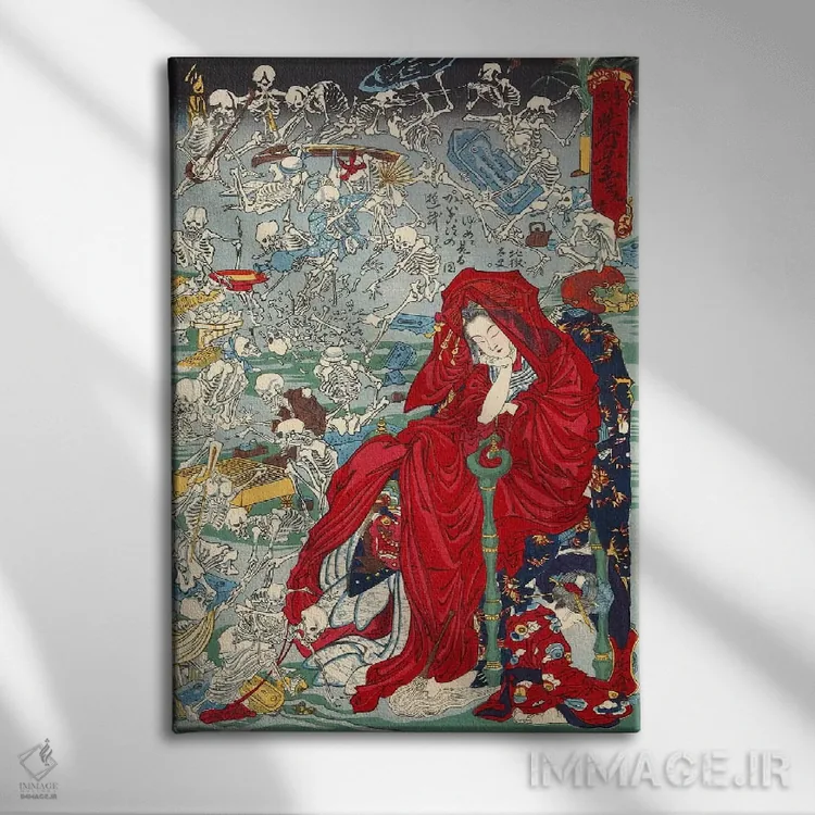 تابلو جیکوکو دایو (فاحشه جهنمی) اثر کاوانابه کیوسای (نقاش ژاپنی) - نمای روبهرو روی دیوار