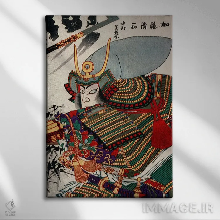 تابلو کاتو کیوماسا (نام فرد تاریخ ژاپن) اثر هنرمند ناشناس - نمای روبهرو روی دیوار
