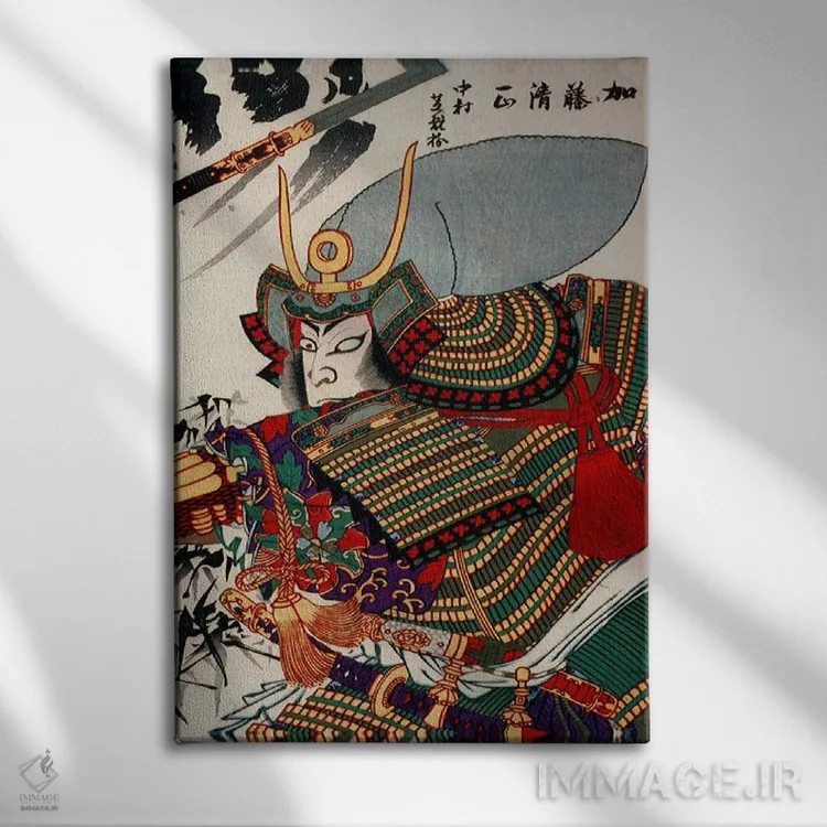 تابلو کاتو کیوماسا (نام فرد تاریخ ژاپن) اثر هنرمند ناشناس - نمای روبهرو روی دیوار