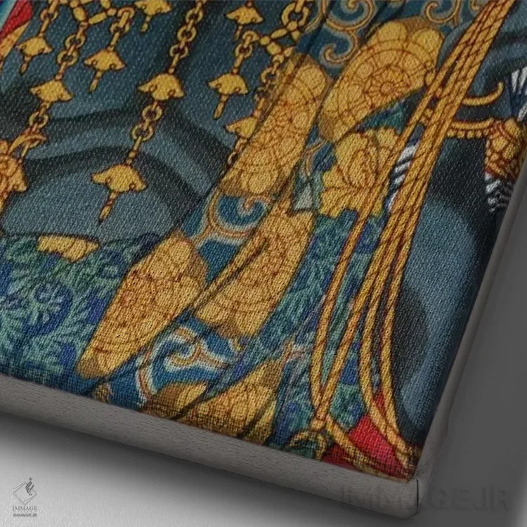 تابلو آکالا (فودو) (ایزد بودایی ژاپن) اثر هنرمند ناشناس - نمای نزدیک بافت بوم