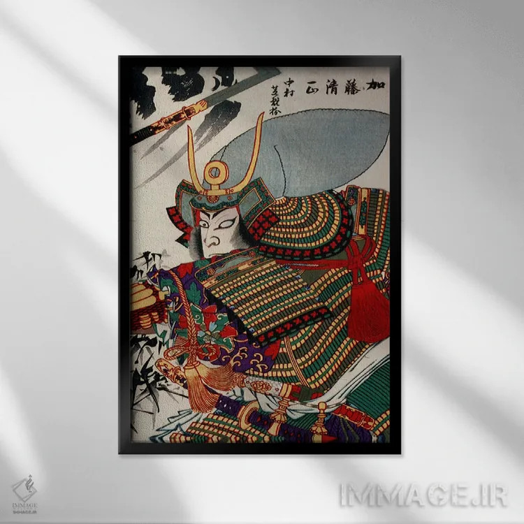 تابلو کاتو کیوماسا (نام فرد تاریخ ژاپن) اثر هنرمند ناشناس - نمای قابدار مشکی