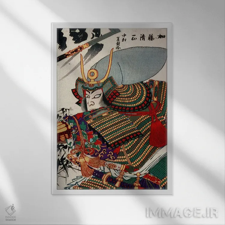تابلو کاتو کیوماسا (نام فرد تاریخ ژاپن) اثر هنرمند ناشناس - نمای قابدار سفید